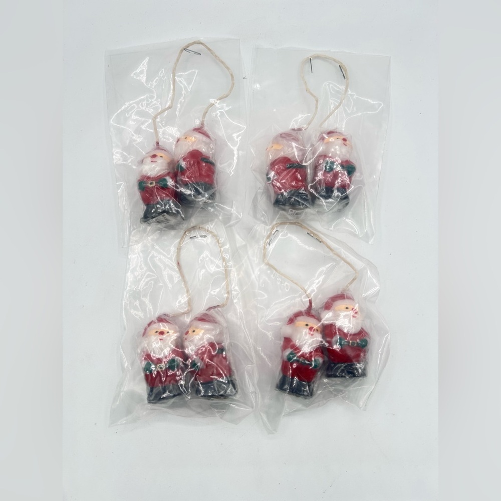 Vintage Christmas Figures Holiday Mini Candles Santa 2.5" Lot of 4